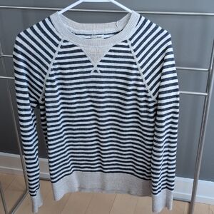 L.L. Bean Navy and Light Gray Striped Sweater